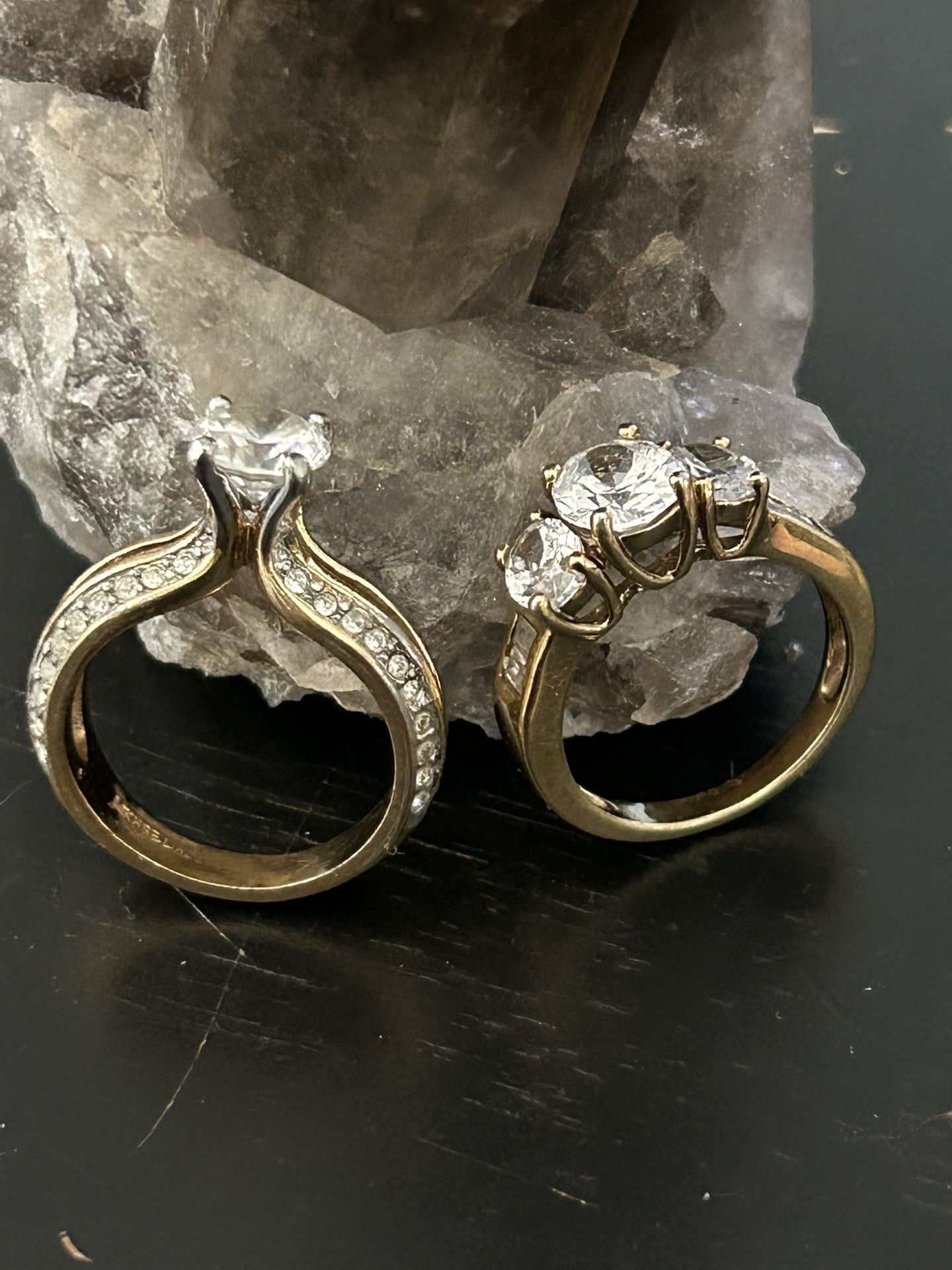 2-Lab Diamonds Beautiful Gold Plated Rings Size 61/2