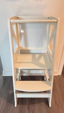 Toddler Kitchen Step Stool Toddler Standing Tower Toddler Step Stool Toddler Tower with Message Boards Safty Rail-Adjustable Kids Kitchen Step Stool f