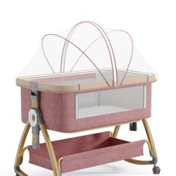 Baby Bedside Sleeper Bassinet (BB-858) Pink – Adjustable Height Brand New 