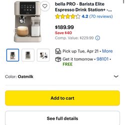 Bella pro barista elite espresso and drink station +