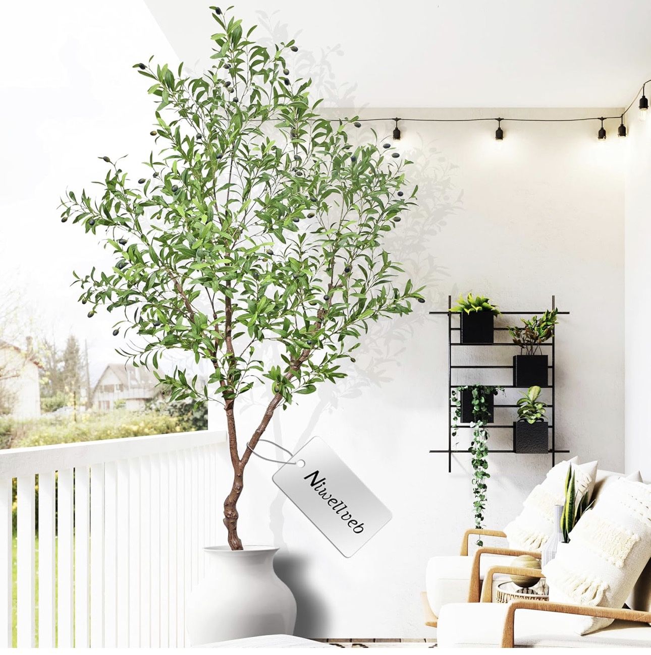 Faux Olive Tree Fake Tree Artificial Indoor 7 Feet (84 inches ...