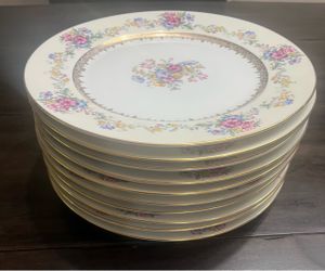 Set of 10 Vintage Bohemia Czechoslovakia 10.75" Porcelain Dinner Plates