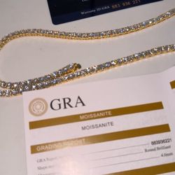 Yellow Gold 20in 4mm moissanite chain. Will Pass Diamond Tester!