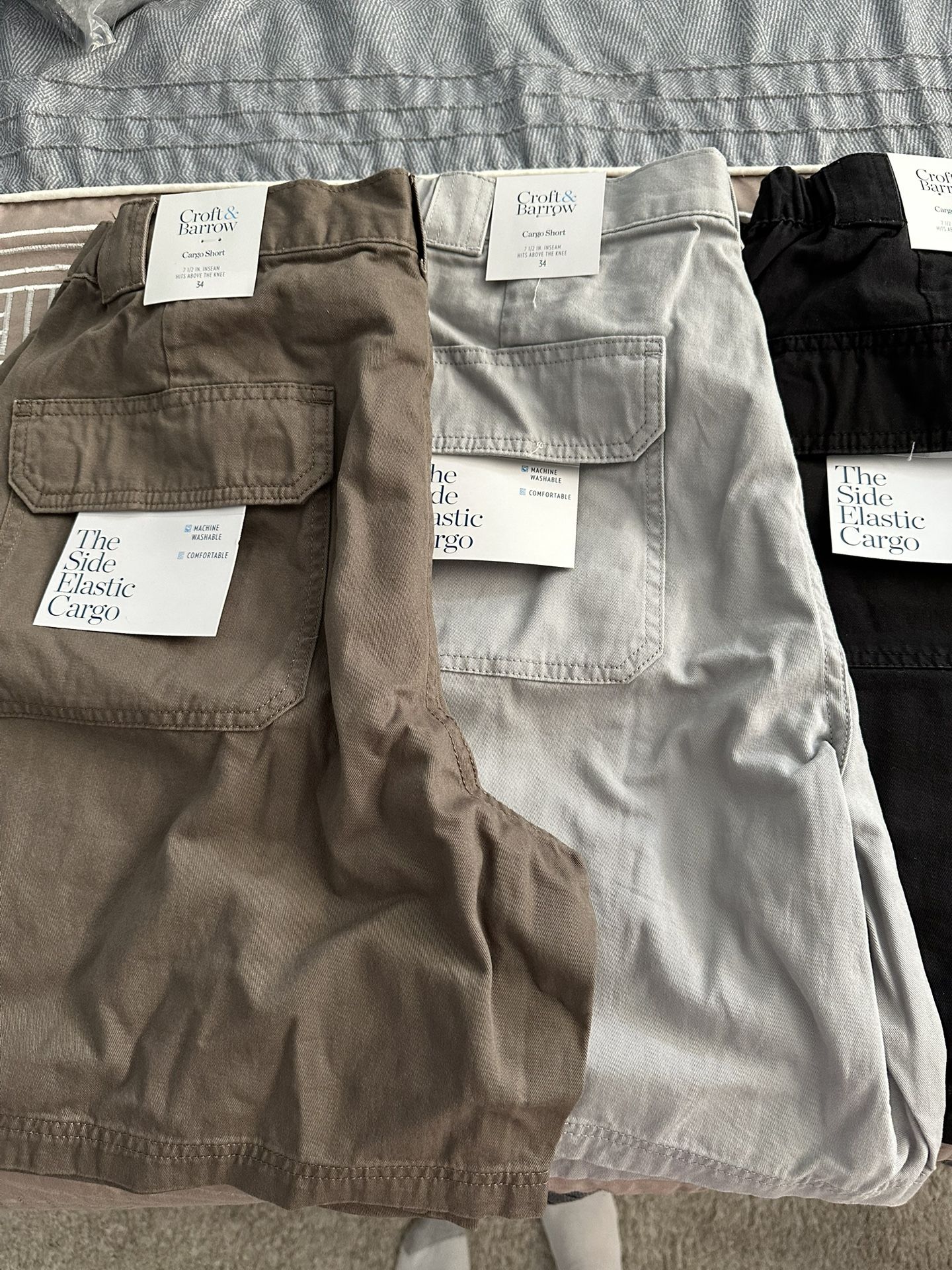  Men’s Shorts 3 Pairs Colors Brown, Grey And Black 