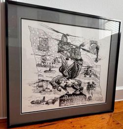 Framed 160th SOAR "Night Stalkers" Military Artwork - MH-47 Chinook Drawing by Hinderliter '05