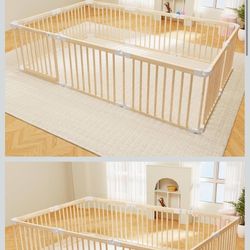 Baby Playpen, Foldable Wooden Play Yard - NEW
