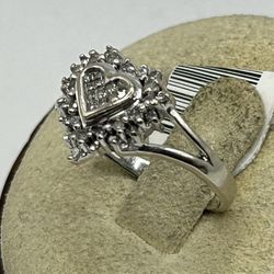 White Gold And Diamond Heart Ring