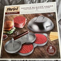 BRAND NEW Parini Double Burger Press w/ Cheese Melting Dome