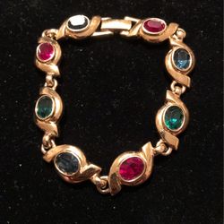 Avon Christmas Bracelet Red & Green Stones