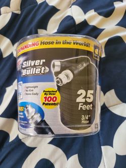 Pocket Hose 25 FT Silver Bullet Expandable Garden Hose, w/Turbo Shot Nozzle, Lead-Free, Ultra-Lightweight, Solid Aluminum Connectors, On/Off Valve, No