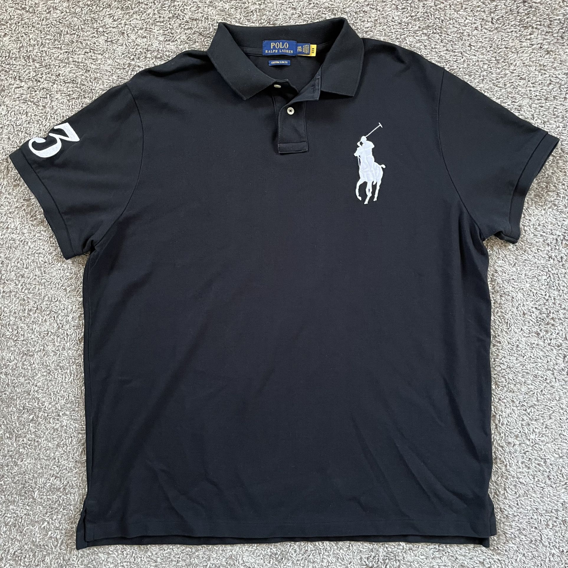 🔴Ralph Lauren Polo Shirt Size 2XL Black #3 Big Pony Wu-Tang