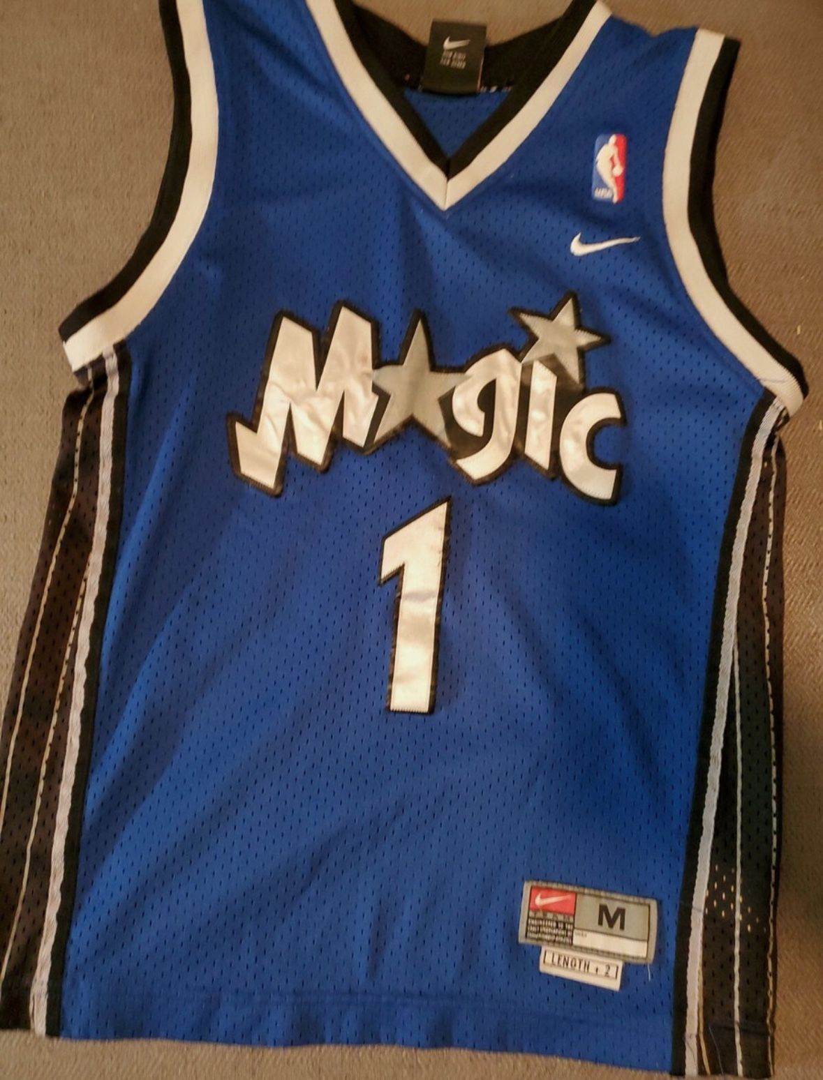 Vintage Nike Orlando Magic NBA Tracy McGrady #1 Blue Basketball Jersey Adult Medium