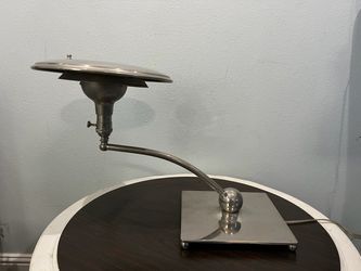 Vintage Art Deco Chrome Saucer Desk Lamp – Mid Century Modern UFO Style – Working