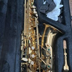 ammoon LADE Brass Golden Carve Pattern Bb Bend Althorn Soprano Saxophone Sax Pearl White Shell Buttons