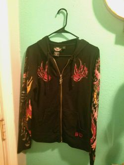 Harley Davidson Black Bling Flame Jacket...size med...like new!