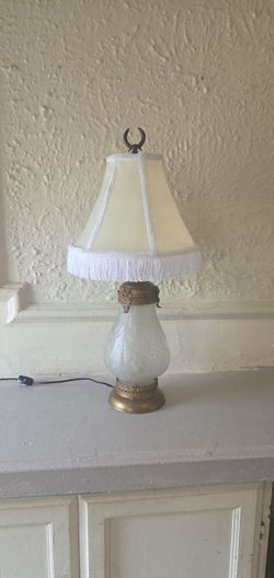 Antique,Glass and metal Lamp. Custom restored Lamphade. 22", Nice Condition.