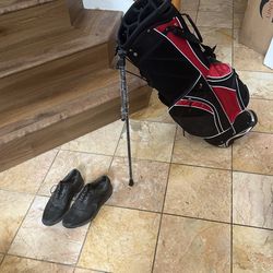 Golfbag And Size 9-1/2 Shoes.