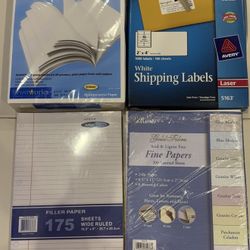 Office & School Paper Bundle – Printer Paper, Shipping Labels, Filler Paper & Premium Resume Paper (New)