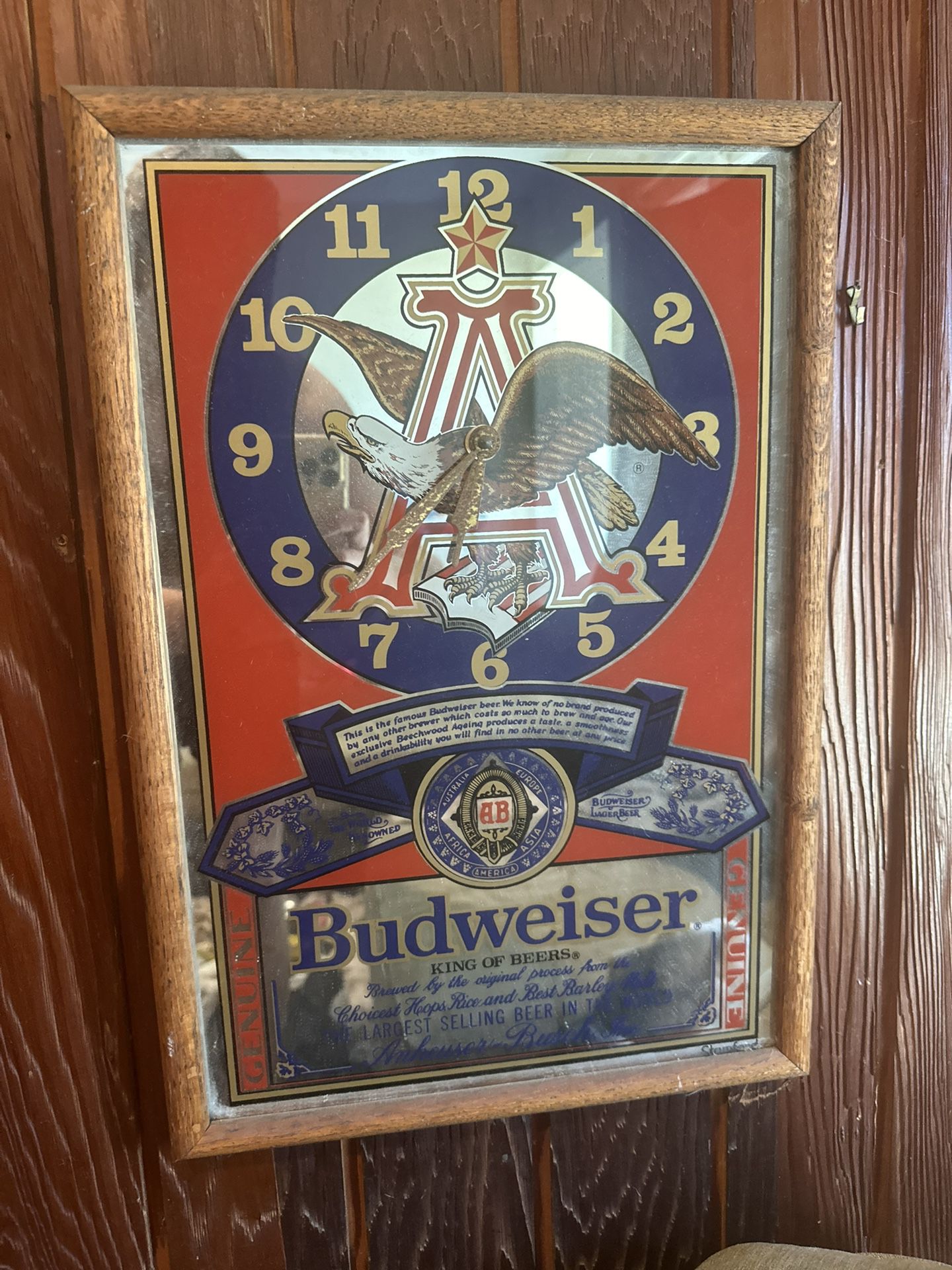 1980s VINTAGE Budweiser Clock/Mirror 