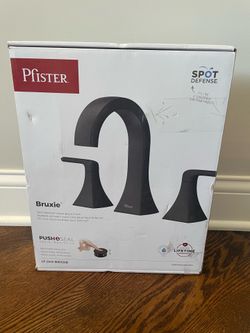 Pfister (Matte Black) Bruxie 8 in. Adj Widespread Handle Bathroom Faucet w/ Drain Kit Included
