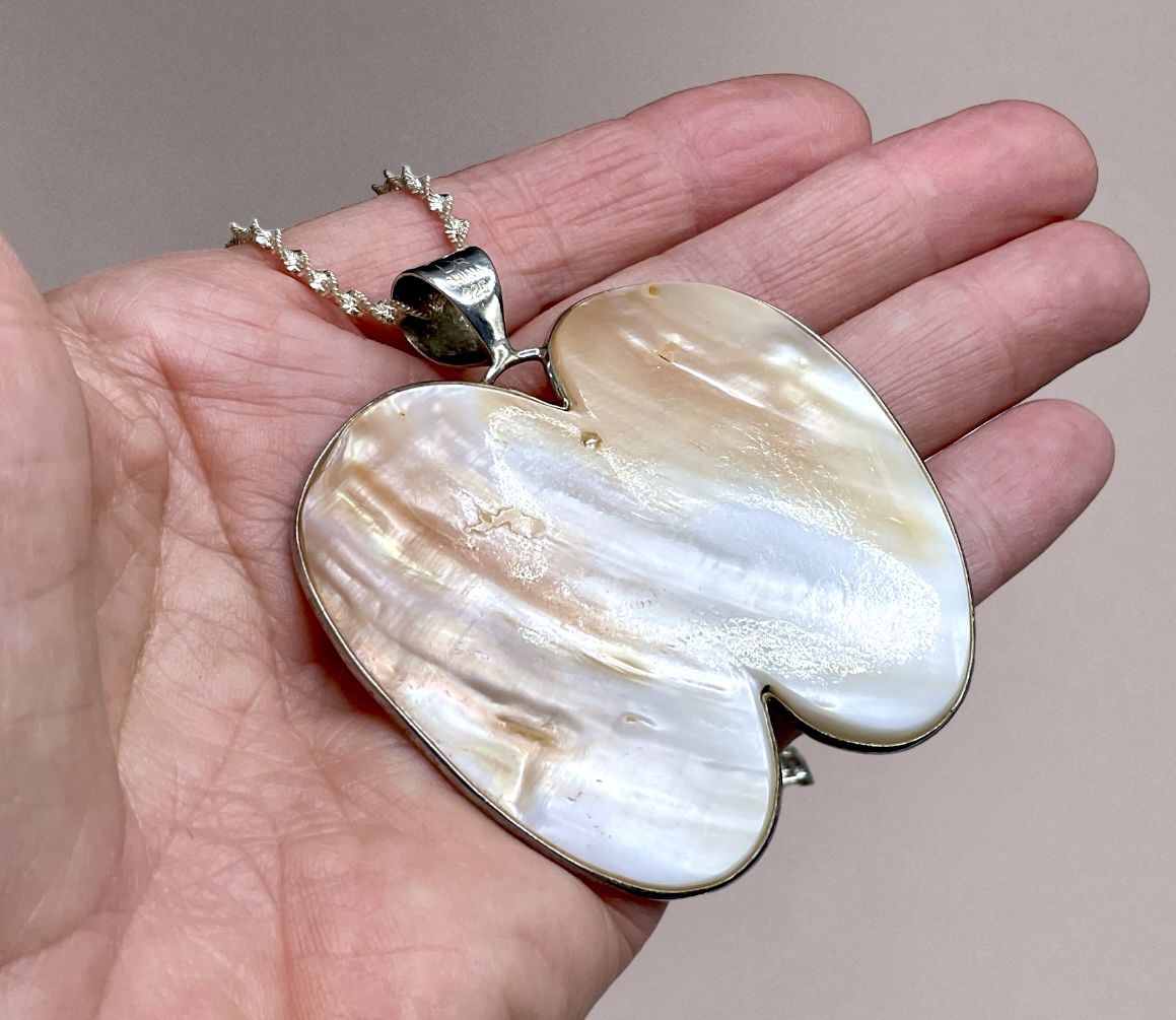 Giant Jay King/DRT Sterling & Mother Of Pearl Necklace