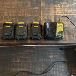 3 Dewalt Batteries With Charger