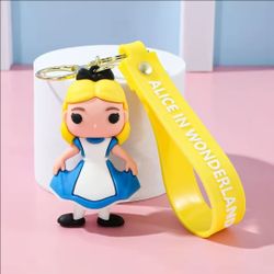 Alice in Wonderland Keychain with Wrist Strap