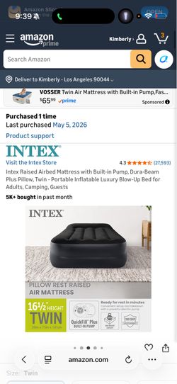 Intex twin blow up mattress