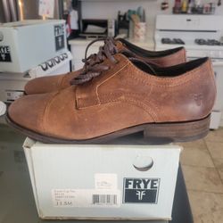 Frye Leather Distressed Cap Toe Oxford Shoes Tan Mens Size 11.5M
