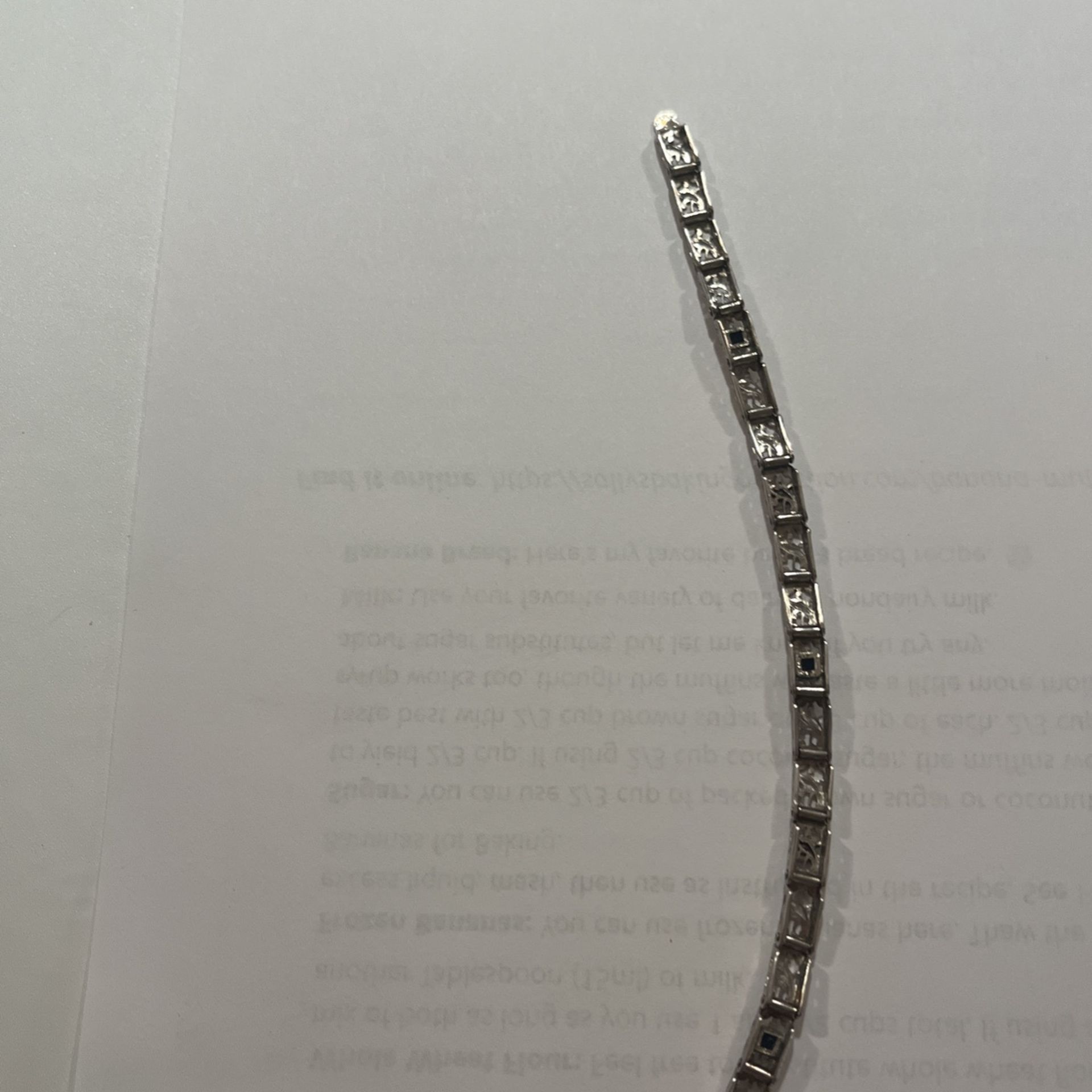 Antique Art Deco Lab Created Sapphire and Sterling silver Bracelet