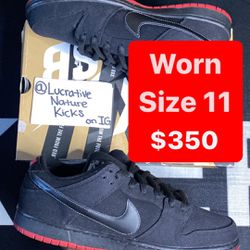 Size 11 “Black Denim” Nike SB Dunk Low X Levi’s