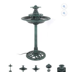 Outdoor Patio Pedestal Bird Bath - Freestanding Antique Decorative Birds Feeder Planter Vintage Decor(Fountain)