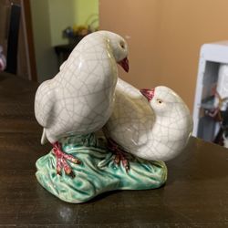 Antique Chinese Crackle Glazed Doves
