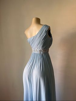 Light Blue Fancy One-Shoulder Evening Gown Dress Size Xs (Fits Small Too)