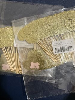 Minnie Mouse Party Cupcake Toppers LOT – Pink, Gold, Glitter (NEW/Unused)