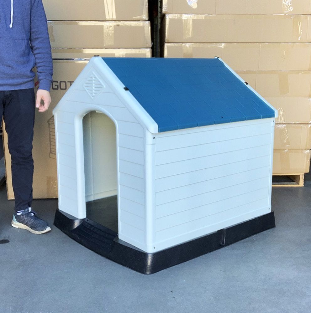 New In Box $105 Waterproof Plastic Dog House for Large size Pet Indoor Outdoor Cage Kennel 36x36x39 inches 