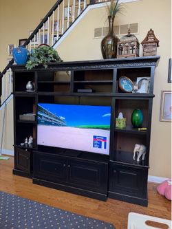 Arhaus Smithfield Entertainment Center Wall Unit – Solid Wood – 3-Piece Design
