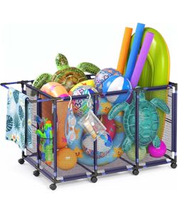 Large Rolling Mesh Pool Toy Storage Bin