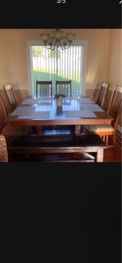 Dining table and six chairs