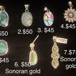 Turquoise sterling silver pendants southwest style