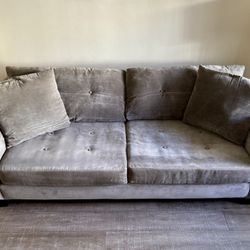 Velvety Grey Fabric Sofa