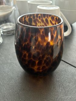 3 each Tortoiseshell  Stemless Wine Glass