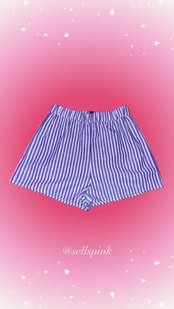 Blue and White Striped Shorts