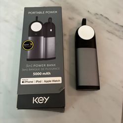 Key 3 in 1 Power Bank iPhone Apple Watch 5,000 mAh – NEW
