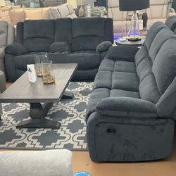 Recliners Sofa and Loveseat Dark Gray Color