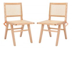 Safavieh Hattie French Cane Wicker Natural Dining Chairs 