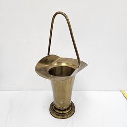 Vintage Tall Brass Or Copper Basket Planter Decor Umbrella Stand Holder