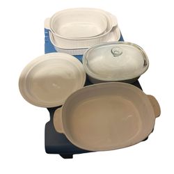 Vintage Corning Ware French Lot Of 6 Dishes Covered Dishes Solid White