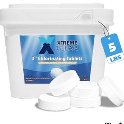 5 Pounds  3" Swimming Pool Chlorine Tablets 99% Pure Tri-Chlorine Long Lasting Slow Dissolving Pro-Grade Sanitizer Spa  