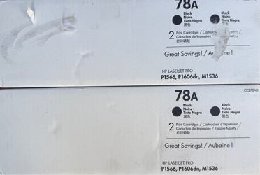 Original HP 78A, 2 Print Cartridges Laserjet Pro P1566, P1606, M1536